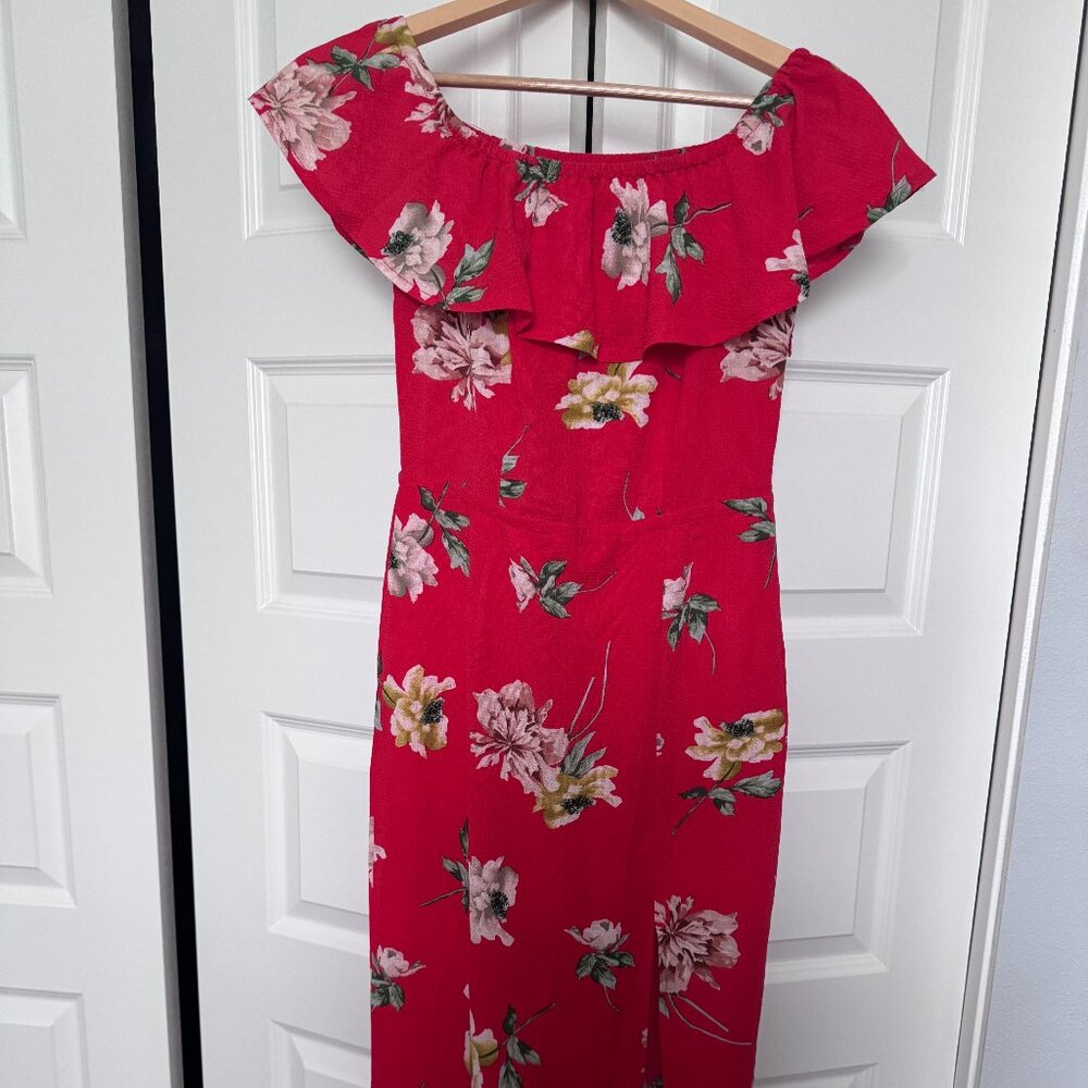 NastyGal Red Floral Dress